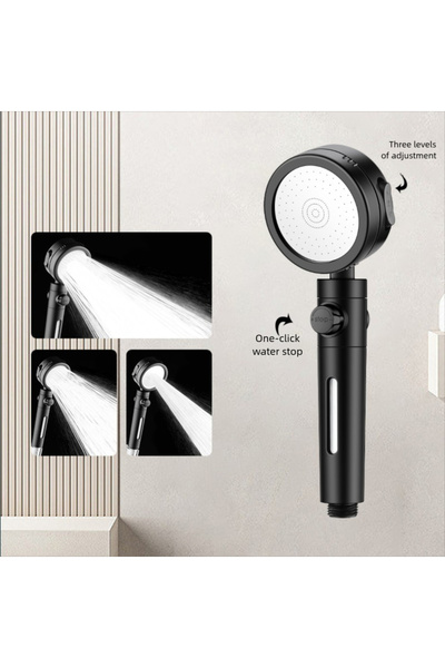 Choice1 رأس دش متعدد الوظائف C-191 أسود مقاس 4 بوصات: 3 أوضاع، إيقاف الماء بض...