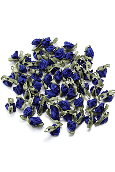 Choice1 50 قطعة من براعم الورد المصنوعة من شريط الساتان الأزرق، مقاس 1.5 × 2....