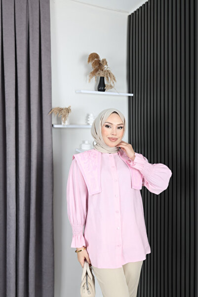 Nergis Neva Butik New Season Tunic with Collar and Embroidery Detail