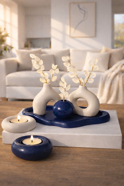 Luthien Minimal Decorative Vase Set 6 Pieces with Tray