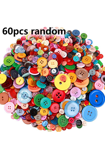 Choice1 ٦٠ قطعة عشوائية، ٦٠/١٢٠/٢٤٠ قطعة من أزرار الراتنج الدائرية الملونة، ب...