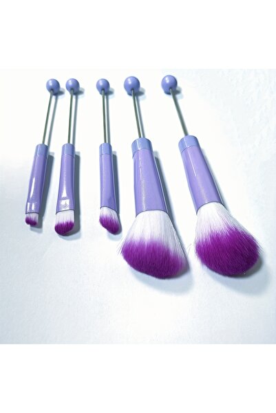 Choice3 PURPLE 5pcs Beadable Makeup Brushes Unique Brushes Silicone Beads DIY...