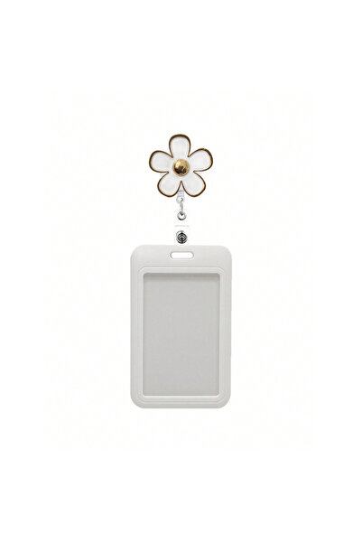 Choice4 حامل شارة أبيض لطيف، مشبك شارة قابل للسحب، بكرة شارة مزينة بزهرة ملون...