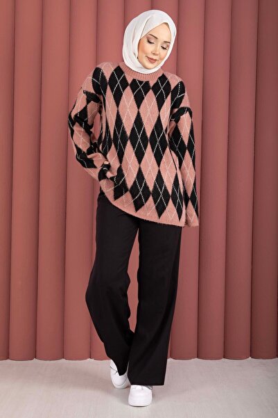 EBRUTESETTÜR Softie Baklava Patterned Knitwear Sweater Rose Dried Rose