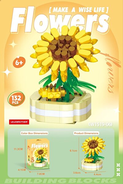 senacacollection Ayçiçeği Model Bricks Yapı Oyuncak Lego 1 ADET
