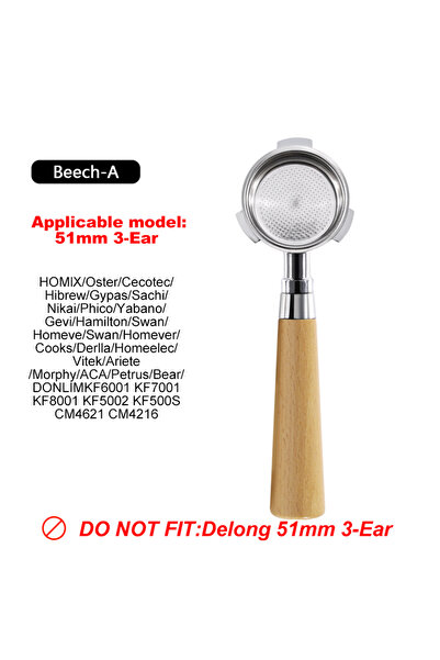 Choice1 Donlim51MM-Beech A 51mm 3 ears Bottomless Coffee Portafilter For Homi...