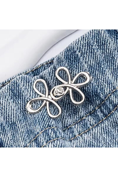 Choice4 2pcs silver Clover Waist Button Fastener Adjustable Metal Jeans Butt ...