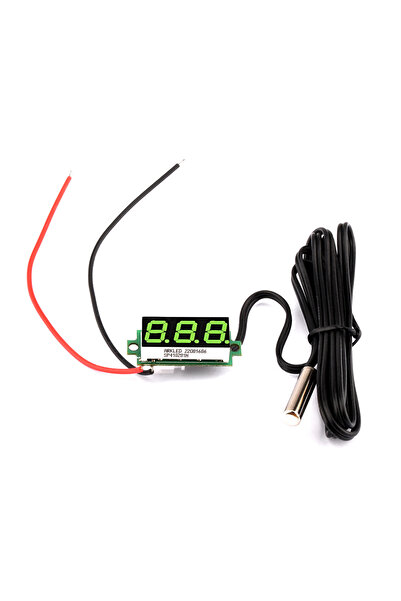 Choice4 مقياس حرارة رقمي صغير LED أخضر اللون يعمل بجهد 12 فولت أو 24 فولت تيا...