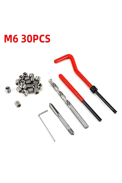 Choice طقم إصلاح لولبي من الفولاذ المقاوم للصدأ مكون من 30 قطعة، مقاس M6، ملو...