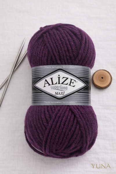Alize Süperlana Maxi Kalın Kışlık Örgü İpi 111 Mürdüm