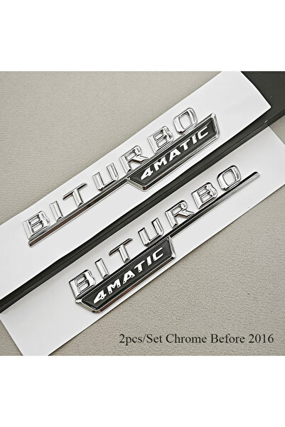 Choice3 Chrome 2pcs Logo TURBO 4MATIC Car Emblem Both Side Fender Badge Stick...