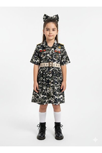 HMR فستان بناتي عسكري