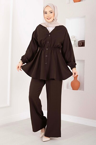 EBRUTESETTÜR Silva Belted Drawstring Tunic Set Brown