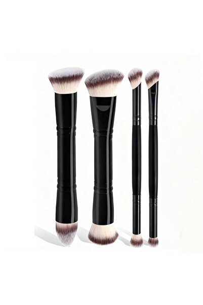 Choice3 مجموعة فرش مكياج احترافية للوجه من 4 قطع من GRAY، ذات طرفين، مع علبة ...