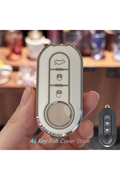 Choice8 غطاء مفتاح فوب أبيض لسيارة فيات غراندي بونتو، إيفو، باندا، برافو، ستي...