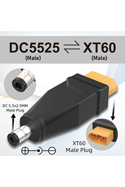 Choice3 محول رأس موصل DC5525 ذكر إلى XT60 ذكر، XT60 إلى DC5211، لتحويل المقاب...