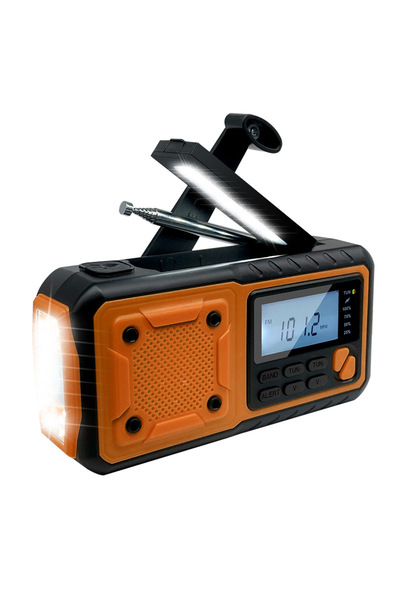 Choice راديو طوارئ محمول يعمل بالطاقة الشمسية، برتقالي اللون، بسعة 4000 مللي ...