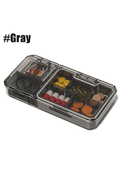 Choice Gray 1 Pc Pill Organizer with Cutter Crusher, Travel Medicine Pill Org...