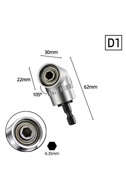 Choice11 D1 105 Angle 90/105/360 Degrees 1/4" Hex Shank Magnetic Adapter Bend...