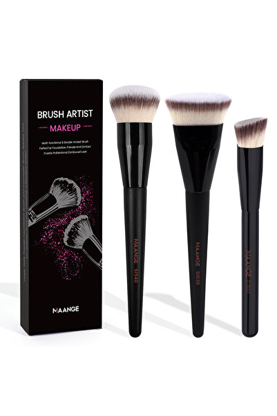 choice2 مجموعة فرش مكياج من 3 قطع من أبريكوت مانج، مثالية لكريم الأساس، البود...