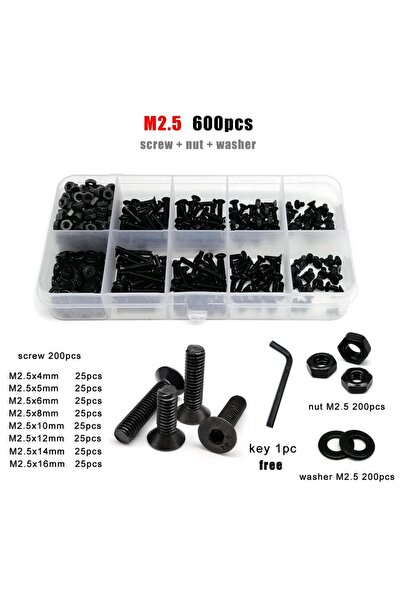 Choice5 M2.5 600pcs 1 Box M2 M2.5 M3 M4 M5 M6 M8 Hex Hexagon Socket Allen Fla...