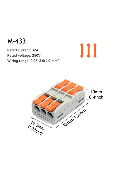 Choice1 50 قطعة من موصلات الأسلاك M-433 (10/50 قطعة) قابلة للتوصيل المباشر لل...
