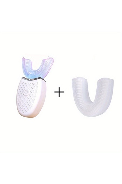 Choice5 فرشاة أسنان كهربائية بيضاء اللون على شكل حرف U، مزودة بفوهة واحدة، لت...