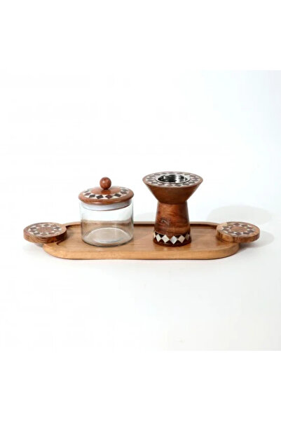 Generic Indian Wood Incense Burner Set with Box Featuring Geometric Inlay