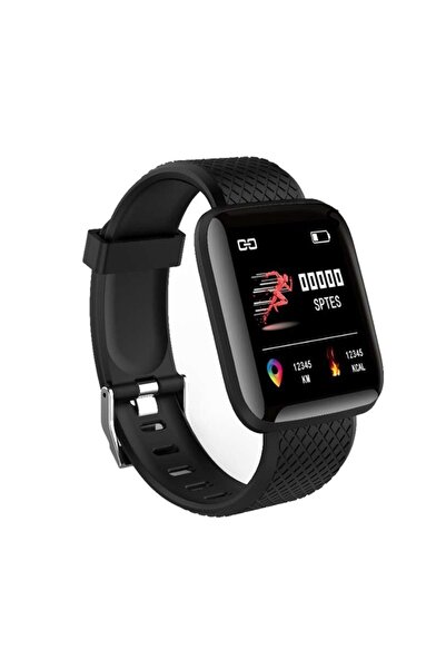 Choice4 ساعة ذكية سوداء 116plus مع العلبة الأصلية، للرجال والنساء، تدعم الاتص...