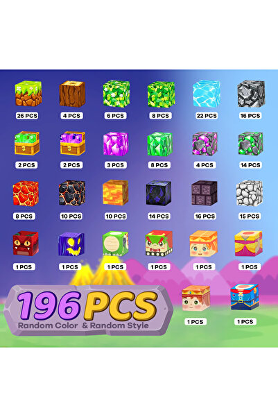 choice2 مجموعة مكعبات بناء مغناطيسية مكونة من 196 قطعة، لعبة مغامرات الحمم ال...