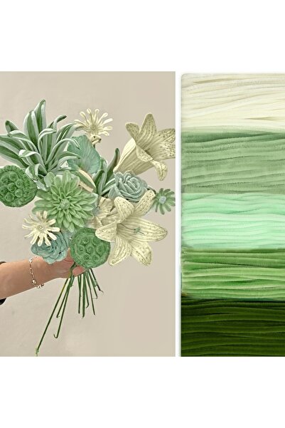 Choice8 مجموعة خضراء من 500/600 قطعة من منظفات الأنابيب وأعواد نسيج الشنيل بط...