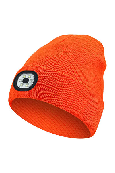 Choice6 orange LED Beanie Hat with Light Unisex Warm Winter Hat USB Rechargea...