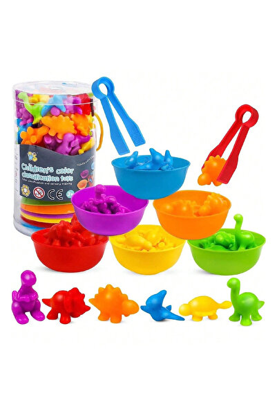 Choice4 مجموعة ديناصورات مكونة من 56 قطعة، ألعاب عد وفرز للأطفال، كرات بوم بو...