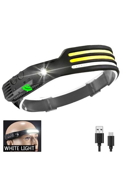 Choice1 مصباح رأس LED أبيض ثلاثي الألوان بتقنية COB، يعمل بتقنية الاستشعار، م...