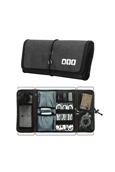 Choice3 Black Travel Cable Storage Bag，Electronic Organizer Cord Pouch，Roll u...