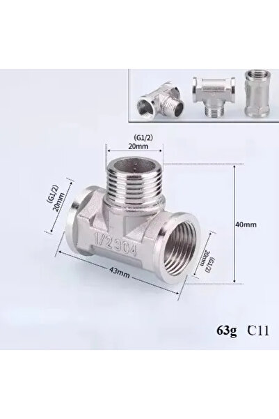 Choice3 1/2" Fe x M x Fe Tee 201/304 Stainless Steel 1/2", 3/4" BSP Threaded ...