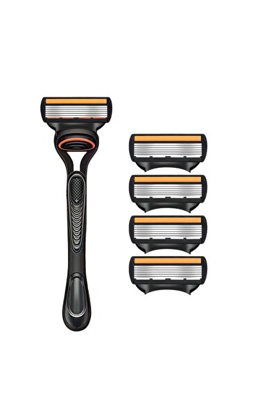 Choice8 ماكينة حلاقة يدوية برأس شفرة مزدوج الحواف، 4 شفرات، حامل واحد، رأس شف...