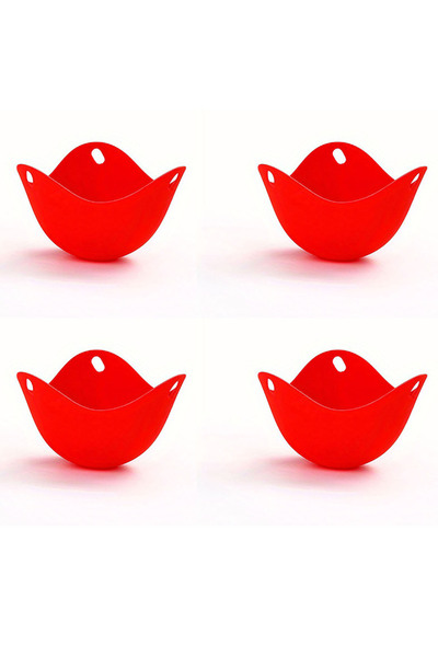 Choice7 red-4pcs Silicone Egg Poacher Cups Egg Boiler Mold Cup for Microwave ...
