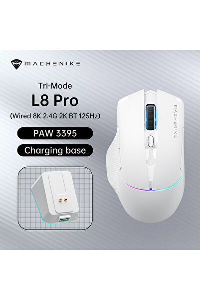 choice2 ماوس الألعاب اللاسلكي MACHENIKE L8Pro باللون الأبيض 2K8K مع خاصية الش...