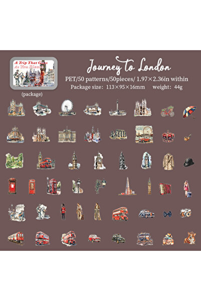 Choice1 سي جيانكي 50 قطعة ملصقات تغليف علب حديدية من مادة PET، موضوع السفر، م...