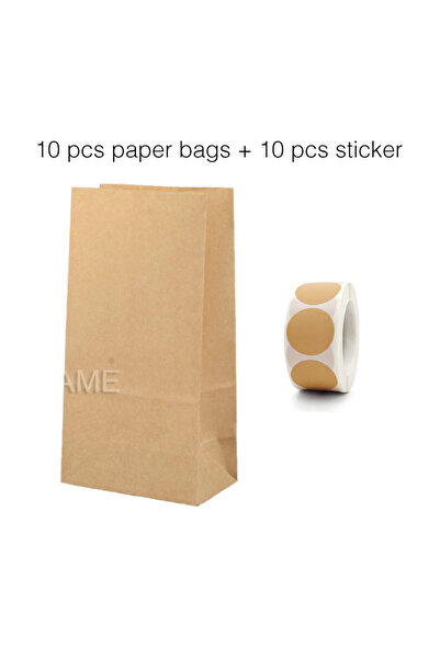 Choice3 18x9x6cm solid brown 10 Pcs Bags and Sticker Stand Up Colorful Solid ...