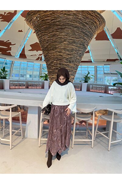 moda biz Women's Asymmetrical Cut Chiffon Skirt with Elastic Waist and Lining