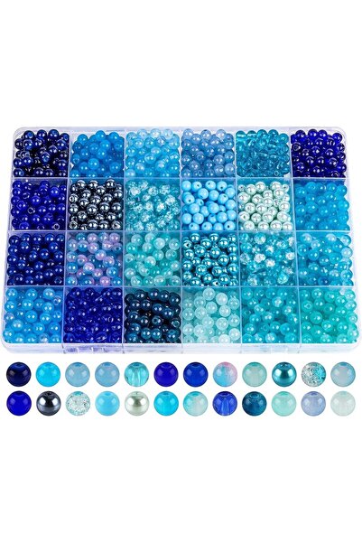 Choice3 6mm Blue 960PCS 6mm Glass Beads Bracelet Making Kit Assorted Colorful...