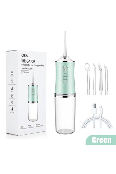 choice2 جهاز ري الفم الأخضر المحمول، خيط تنظيف الأسنان بالماء، قابل لإعادة ال...