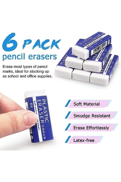 Choice1 ٦ عبوات من ممحاة ناعمة 2B بيضاء اللون، صنع في الصين، ممحاة أقلام رصاص...