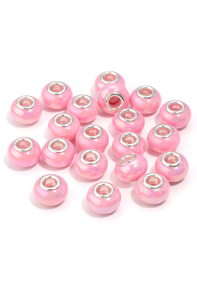 Choice3 Pink 20Pcs Resin Round Beads Ceramic Color Plated Large Holes Spacer ...