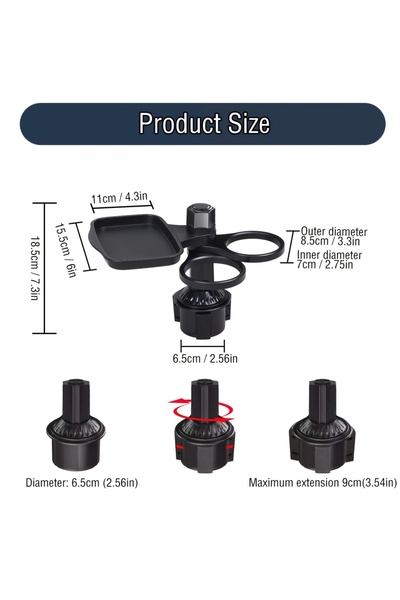 Choice1 Single Tray 2025 New Car Cup Holder Tray-Expander-3 In 1 Detachable F...