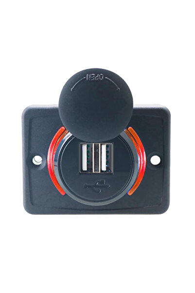 Choice5 شاحن USB مزدوج مربع الشكل أحمر اللون، 12/24 فولت، شاحن سريع، منفذ طاق...