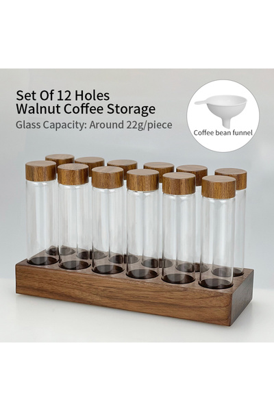 Choice8 Walnut 12 holes 22g Coffee Beans Storage Tube Single Dose Glass 17g 2...
