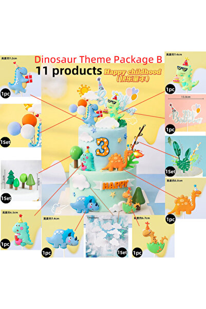 Choice21 مجموعة زينة كعكة الديناصورات، زينة كرتونية من العلكة الناعمة، ديناصو...